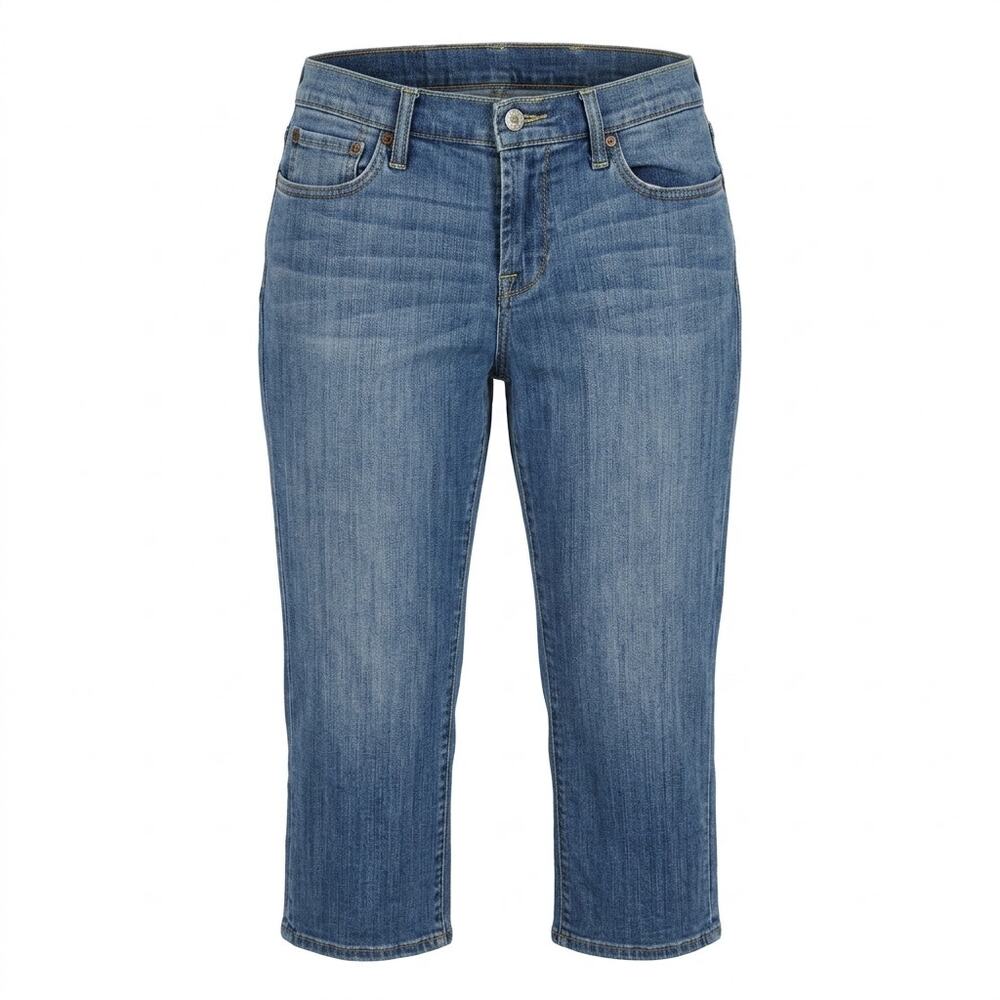Lucky Brand Crop Blue Medium Wash Stretch Denim Jeans Women Size 12/31
